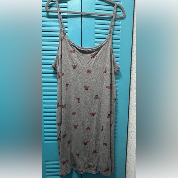 Torrid Size 2 Super Soft Light Rib Knit Fox Print Sleep Shirt/gown.  Worn Once - Picture 1 of 8